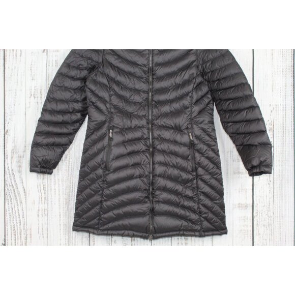 LL Bean Ultralight 850 Down Hooded Coat Three Quarter Length Black Large - Picture 3 of 11